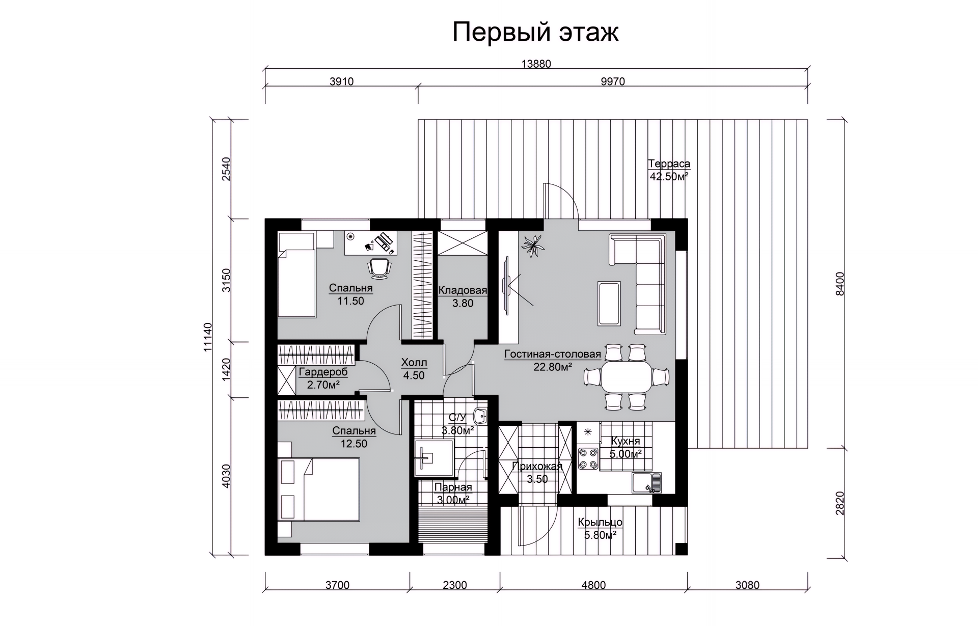 Планировка дома Корк — этаж 1