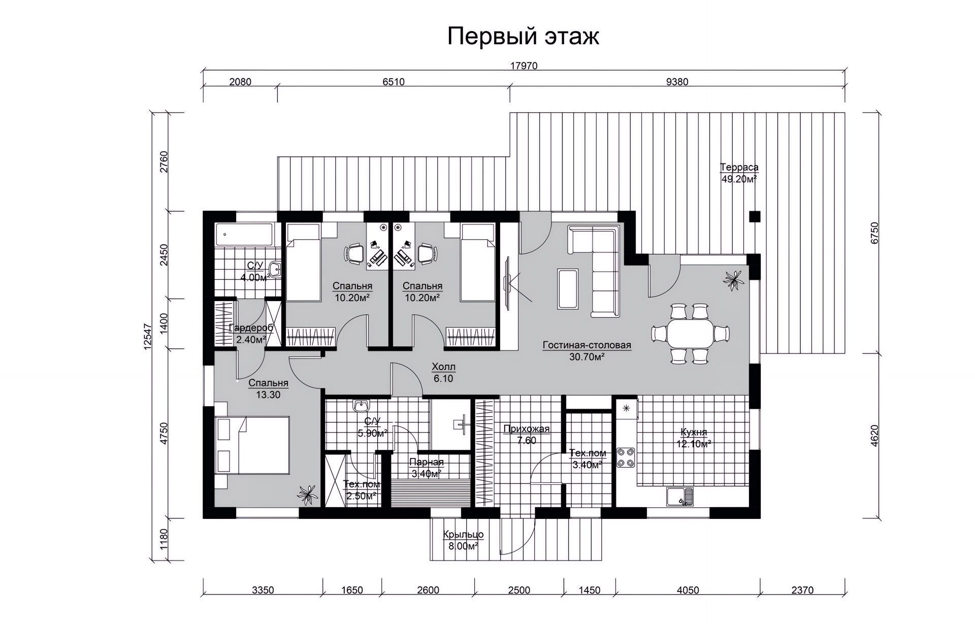 Планировка дома Женева — этаж 1