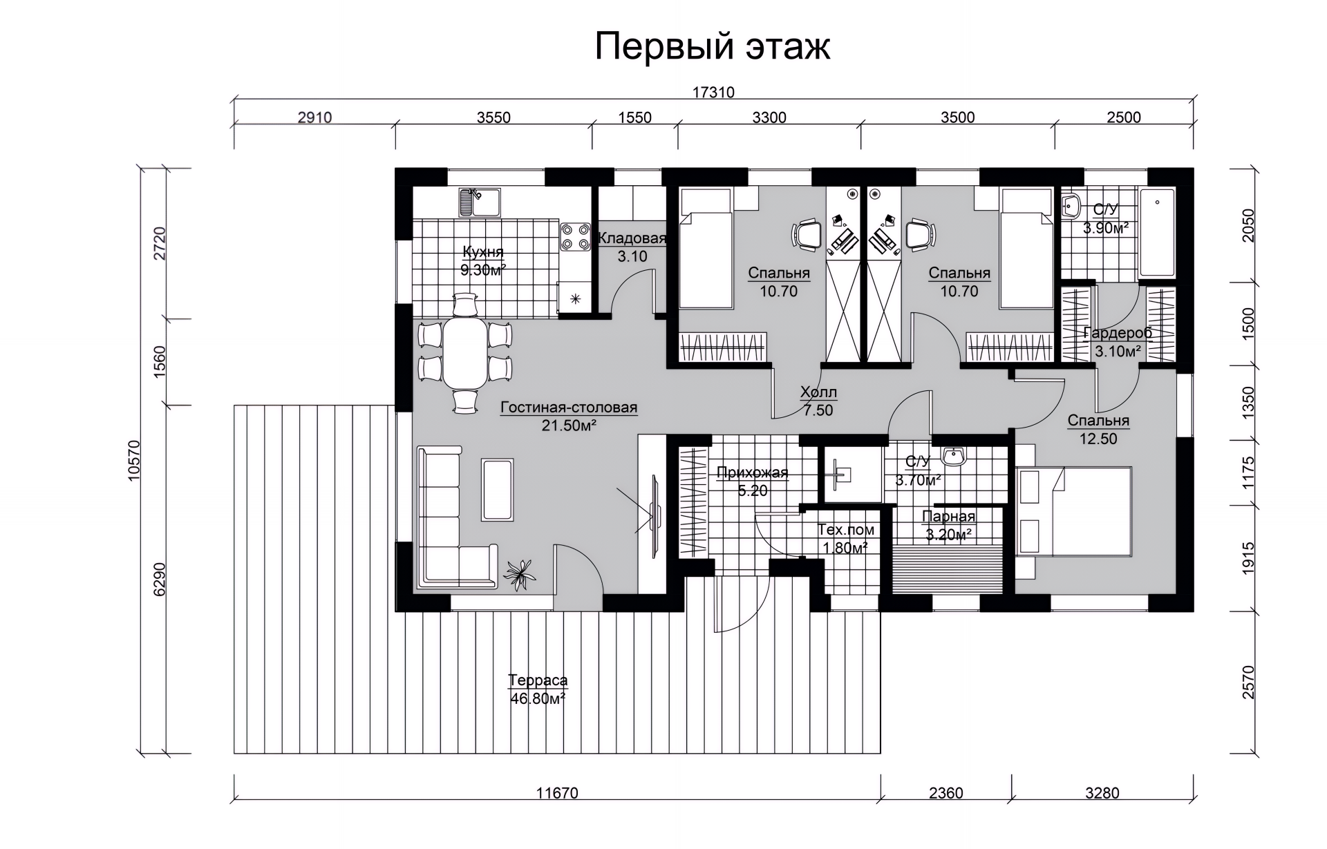 Планировка дома Генк — этаж 1